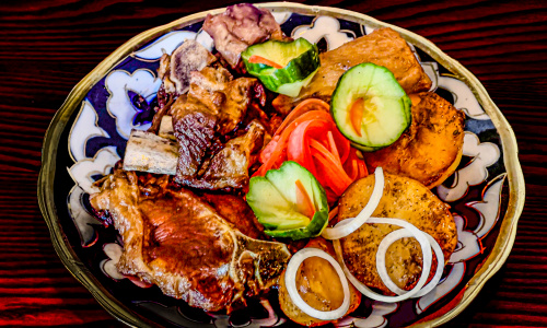 Uzbek kazan kebab with potatoes